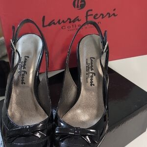 Black Patent Slingback Heels